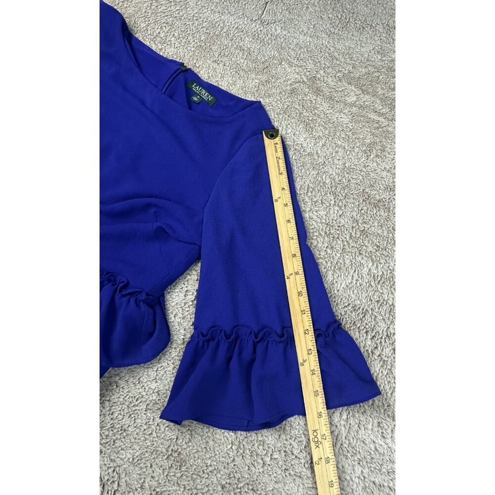 Lauren Ralph Lauren Elbow Ruffle Sleeve Dress in Royal Purple Size 12 - Picture 10 of 15